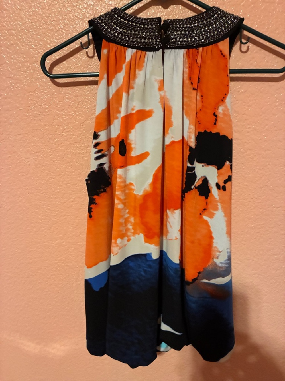 Alfani Orange, Black & Blue Abstract Beaded Neck Sleeveless Camisole - Picture 7 of 7